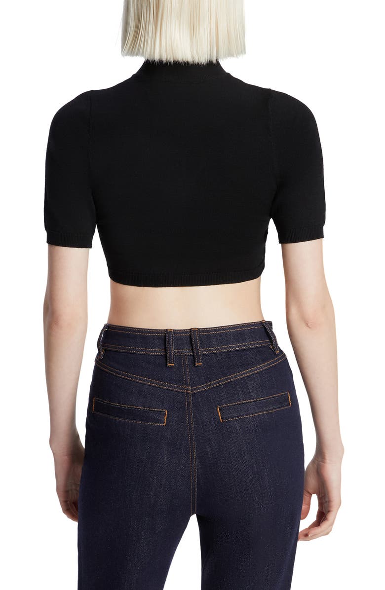 Bardot Jaks Mock Neck Knit Crop Top, Alternate, color, Black