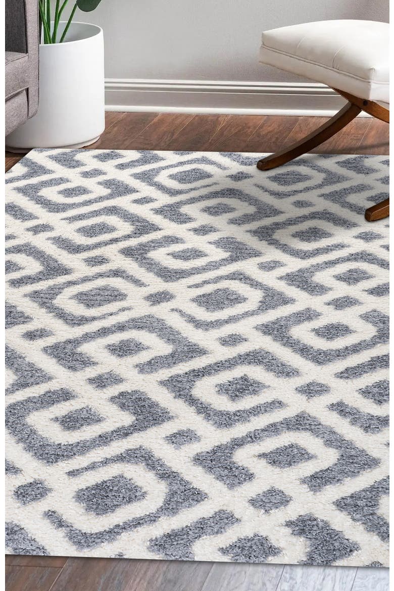 Astrid Retro Trellis High-Low Area Rug, Alternate, color, Cream/Gray