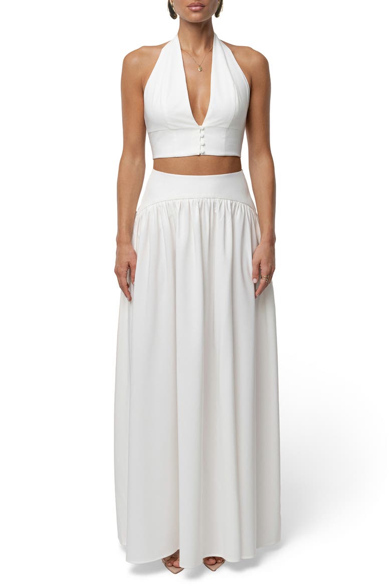 Haven Halter Crop Top & Maxi Skirt Set, Main, color, IVORY