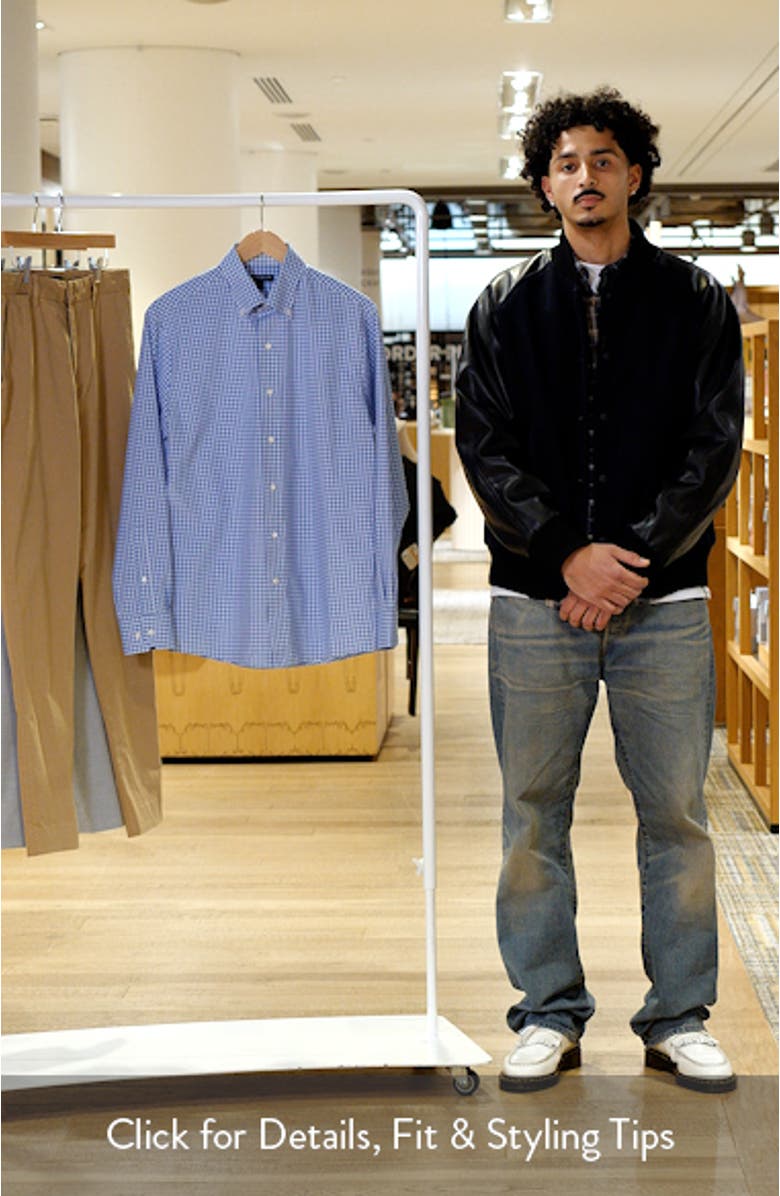 Bienville Tailored Fit Shadow Check Performance Poplin Button-Down Shirt, sales video thumbnail