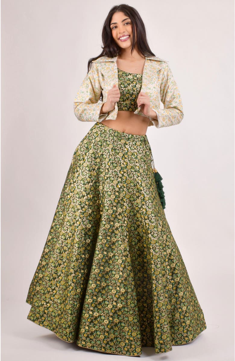 RAAS Zele Banarasi Lehenga Choli With Jacket, Main, color,