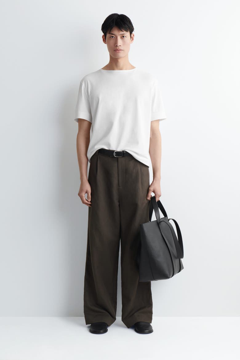 Boat-neck Cotton T-shirt, Alternate, color, WHITE