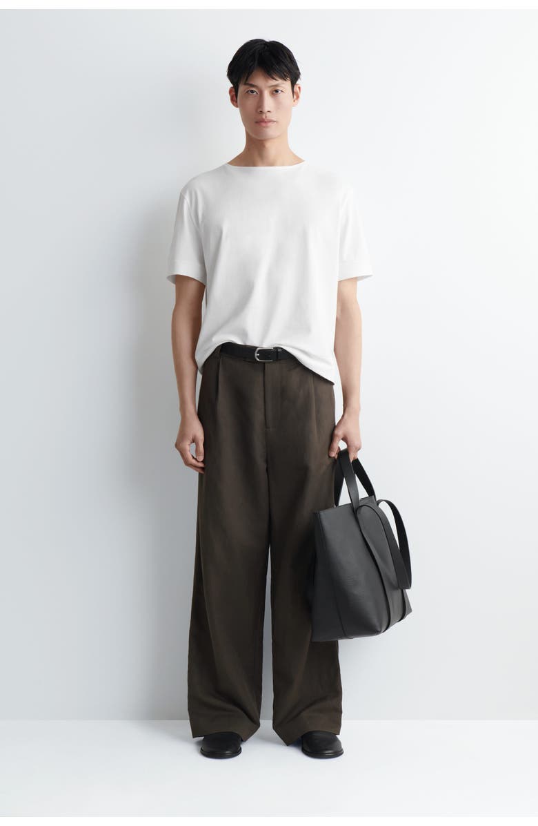COS Boat-neck Cotton T-shirt, Alternate, color, White