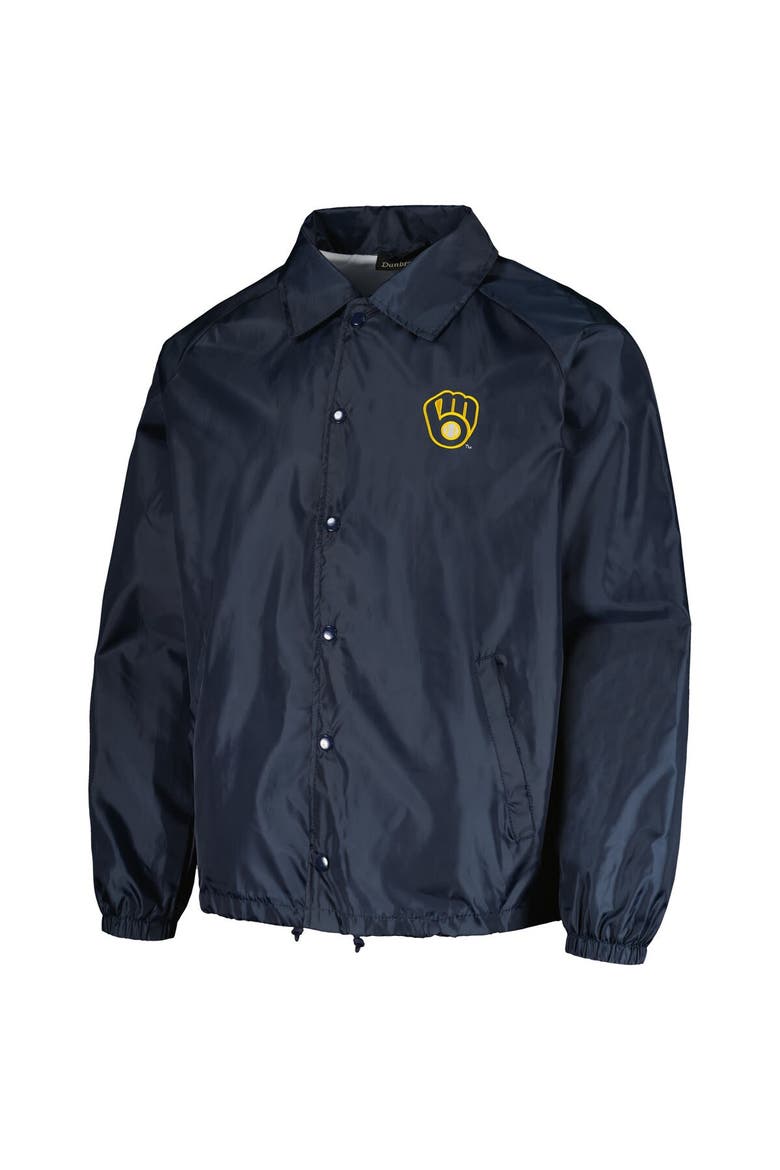 Men's Dunbrooke  Navy Milwaukee Brewers Coach's Raglan Full-Snap Windbreaker Jacket, Alternate, color, Navy