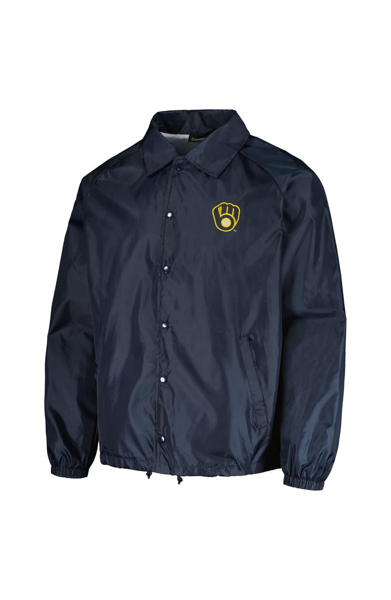 DUNBROOKE Men's Dunbrooke Navy Milwaukee Brewers Coach's Raglan Full-Snap Windbreaker Jacket, Alternate, color, Navy