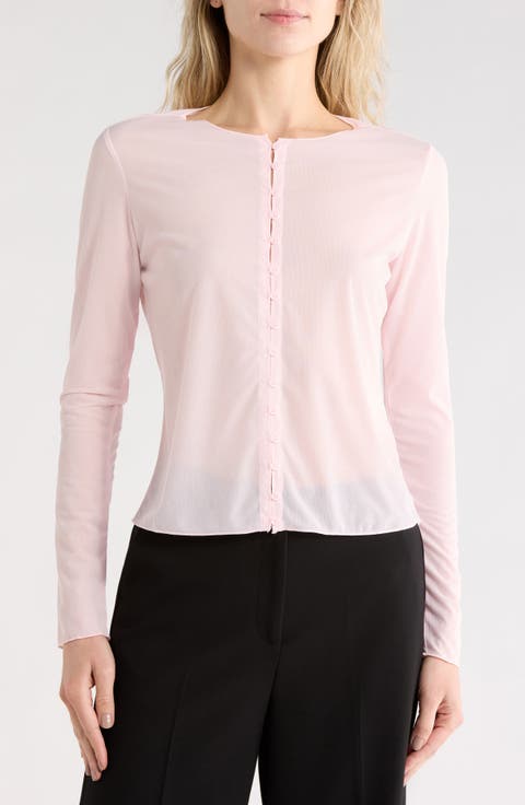 Crewneck Mesh Crop Cardigan