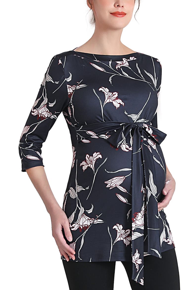 Aaira Boat Neck Maternity Top, Alternate, color, Navy