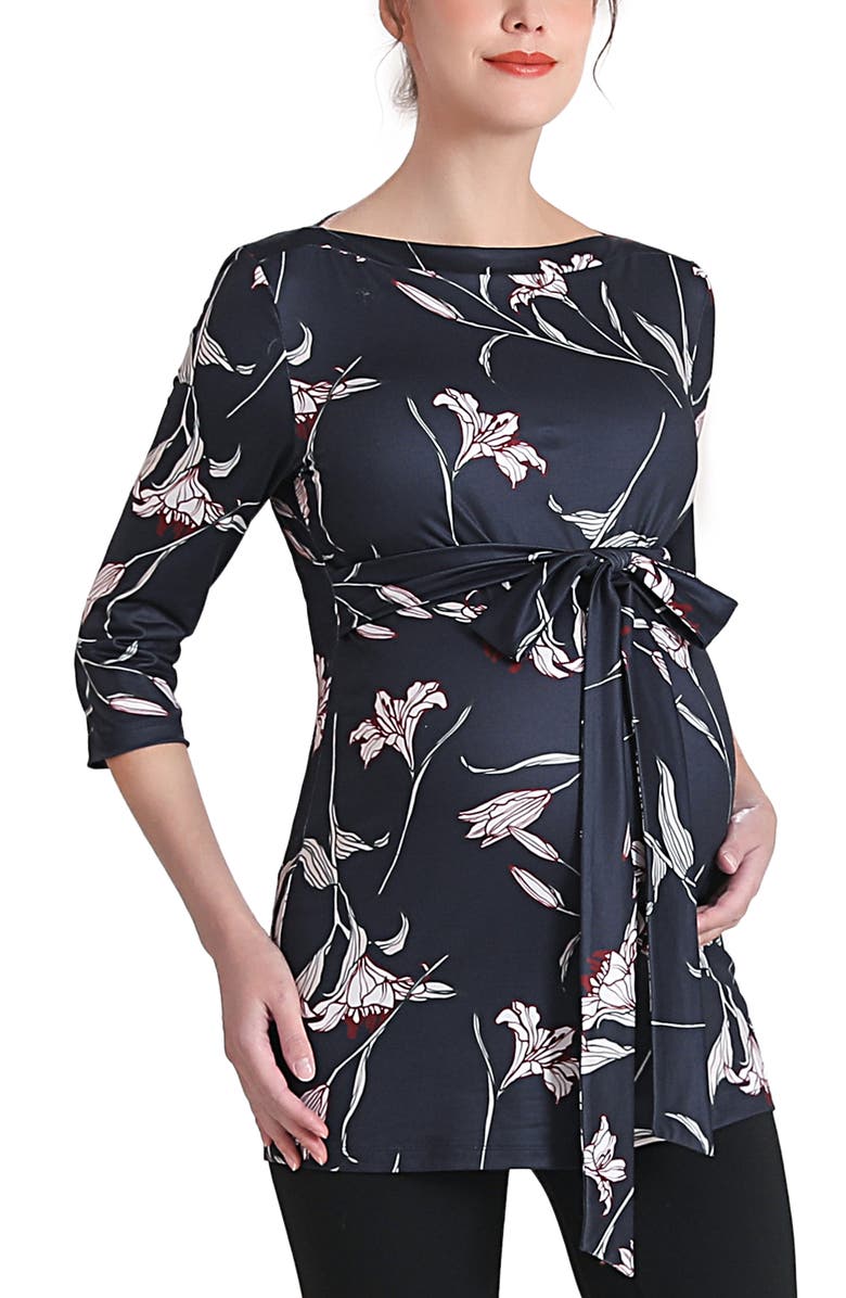 Kimi & Kai Aaira Boat Neck Maternity Top, Alternate, color, Navy