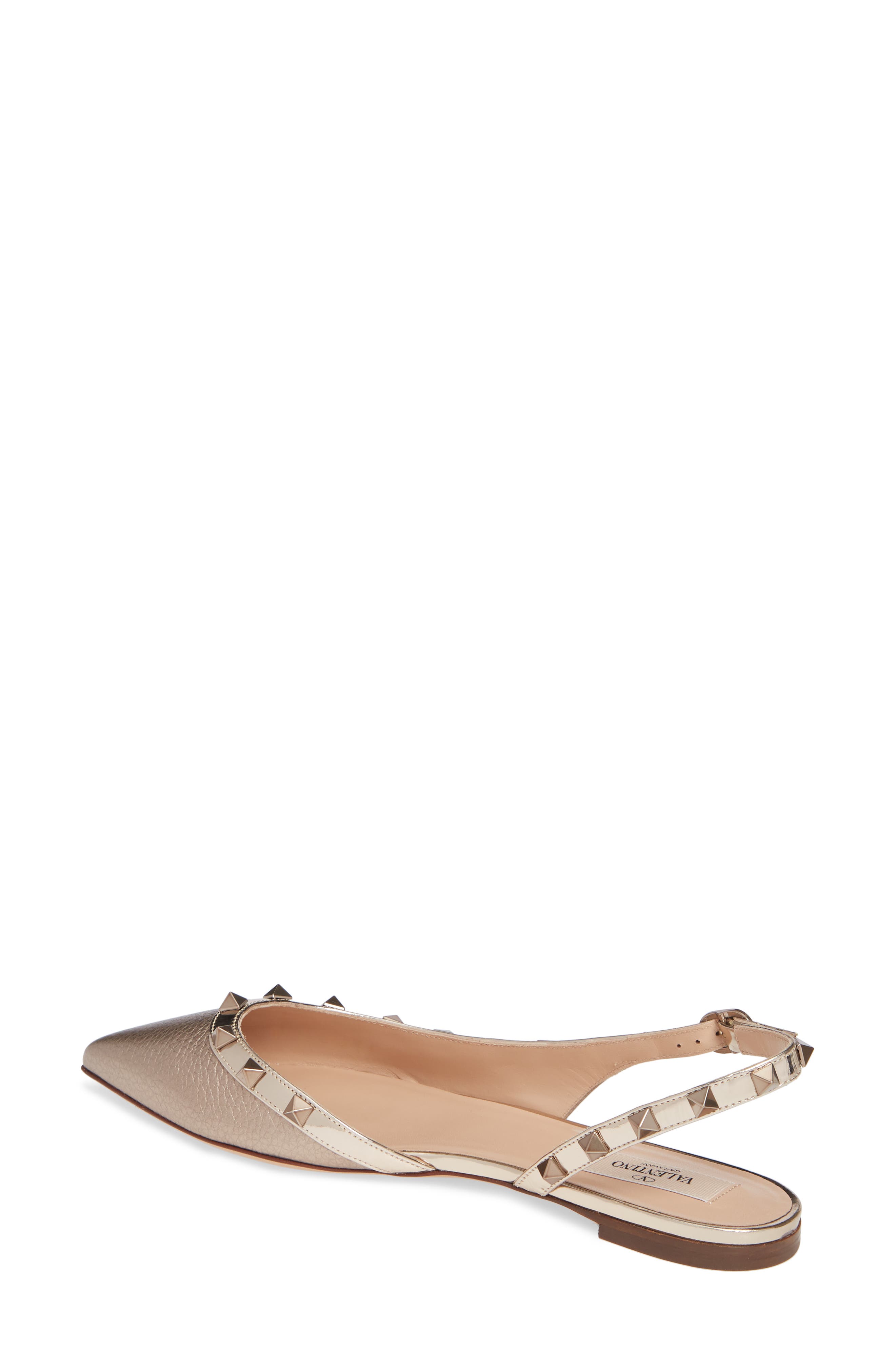 Valentino Garavani Rockstud Pointed Toe Slingback Flat, Alternate, color, 