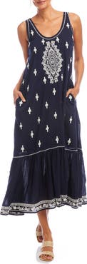 Karen Kane Embroidered Sleeveless Midi Dress