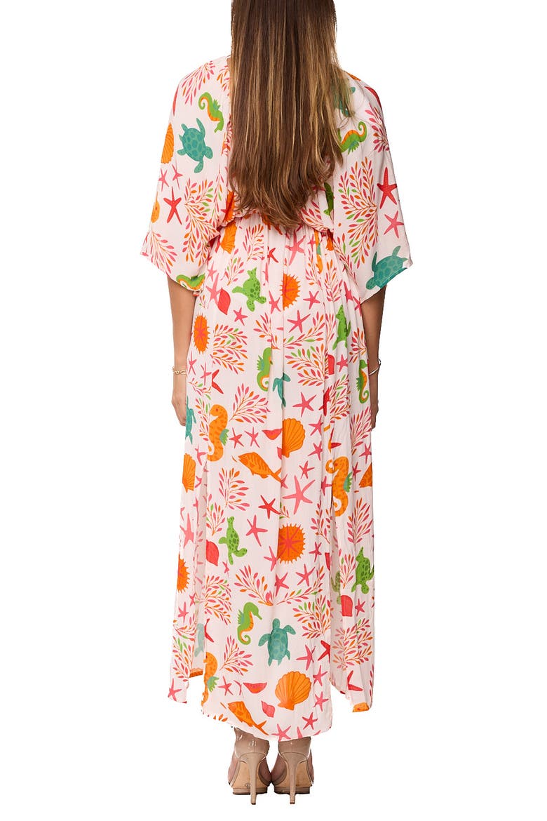 Longline Cover-Up Caftan, Alternate, color, CORAL