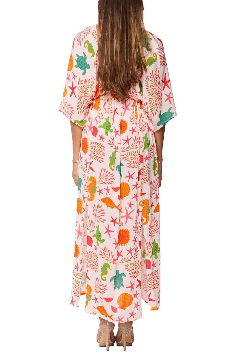 RANEES Longline Cover-Up Caftan, Alternate, color, Coral