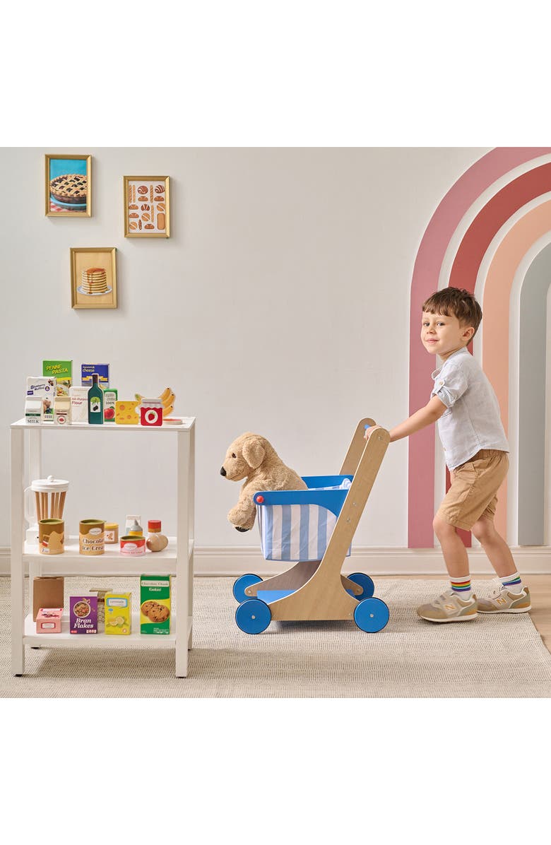 Teamson Kids Little Helper Mr. Fresh Grocery Cart Playset, Alternate, color, Blue