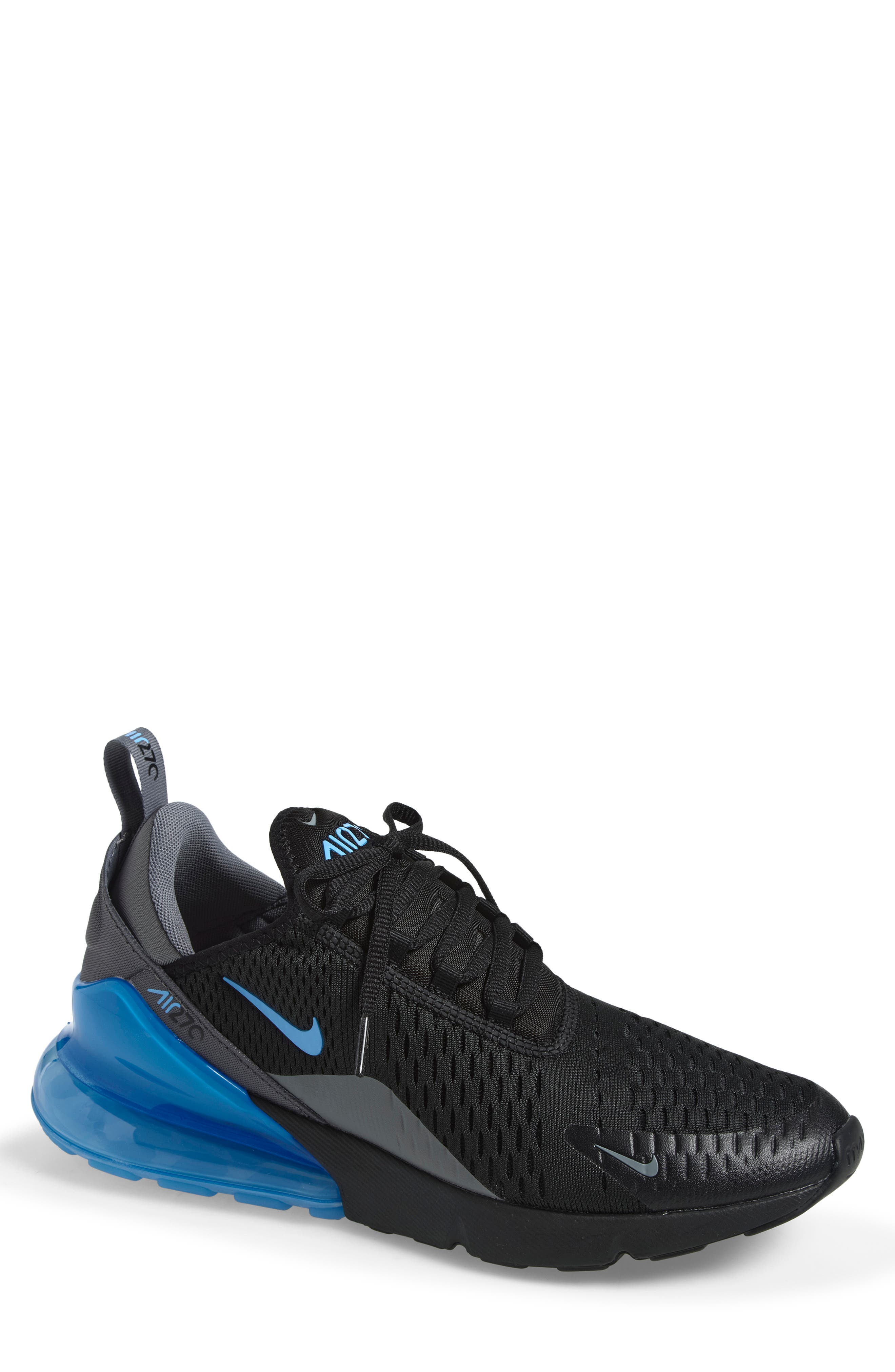 Air Max 270 Sneaker, Main, color, BLACK/ UNIVERSITY BLUE