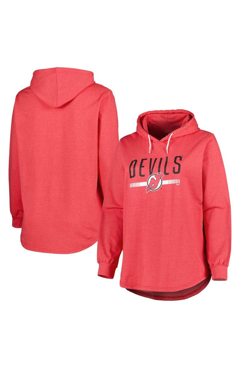 PROFILE Women's Heather Red New Jersey Devils Plus Size Fleece Pullover Hoodie, Main, color, Heather Red
