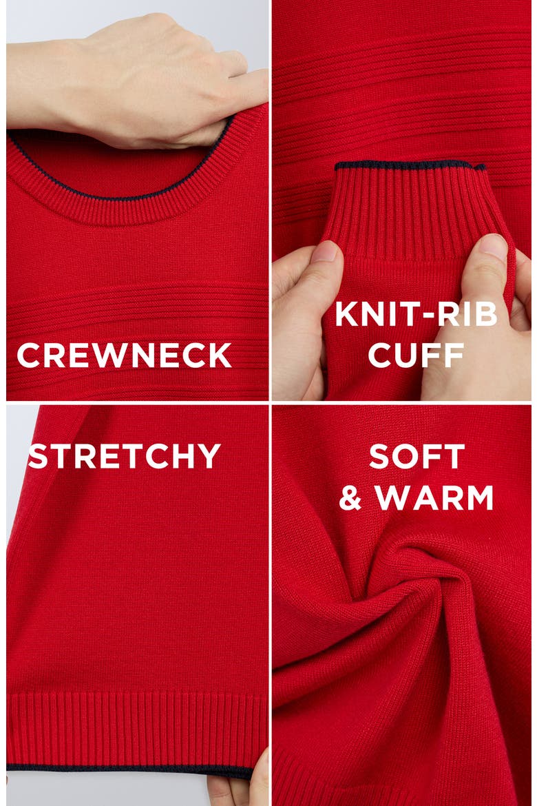 Kids' Moto Ribbing Detail Crewneck Sweater, Alternate, color, RED