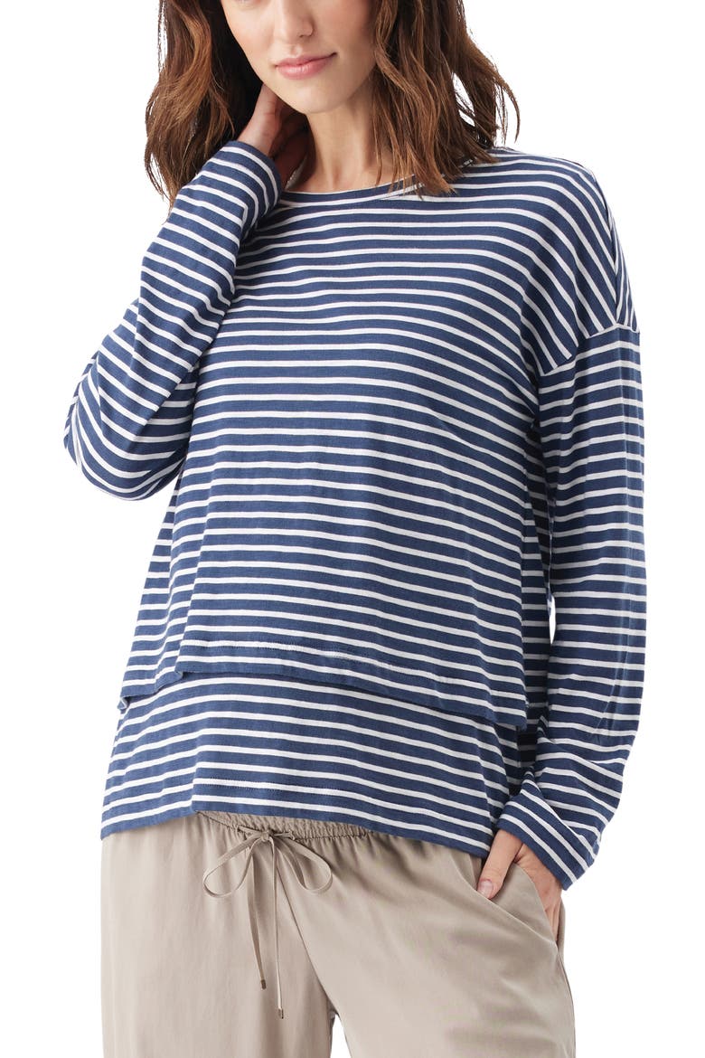 Claudette Long Sleeve Nursing Top, Main, color, Ink / White