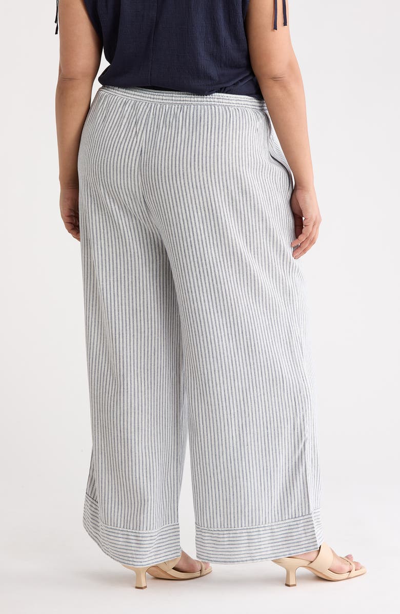 MAX STUDIO Stripe Pull-On Wide Leg Pants, Alternate, color, Navy/ Cream Static Stripe