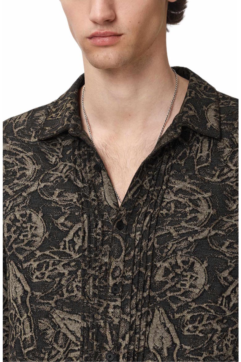 Lucian Jacquard Button-Up Shirt, Alternate, color, WOOD BROWN