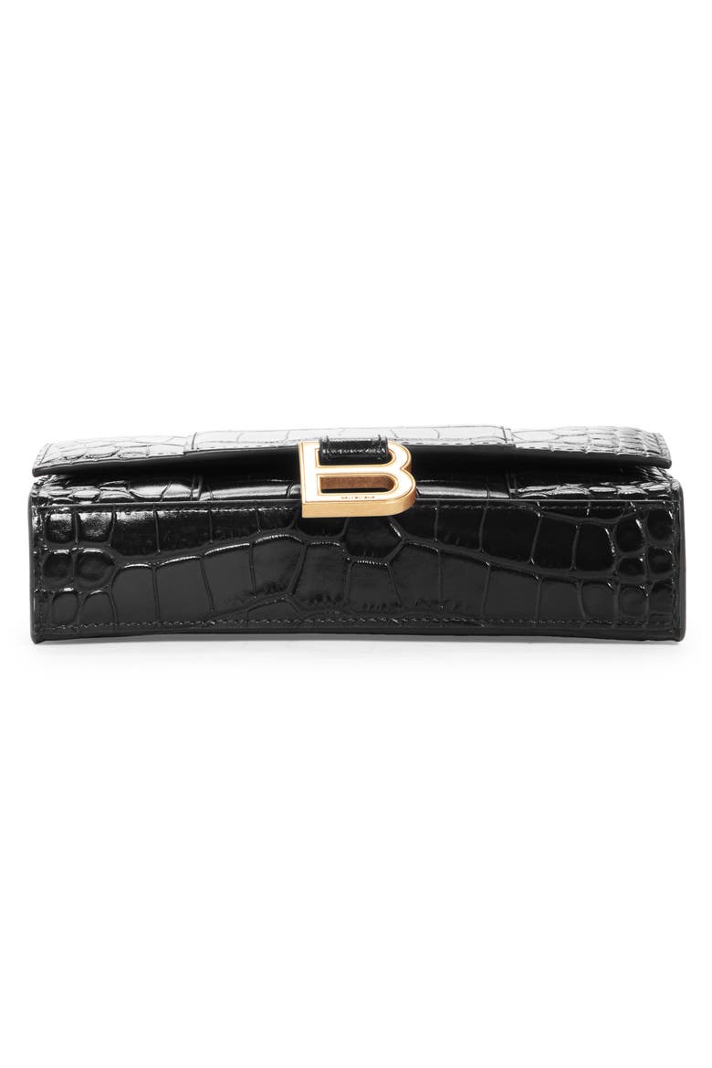 Hourglass Leather Wallet on a Chain, Alternate, color, BLACK