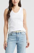 Caslon® V-Neck Rib Cotton Tank