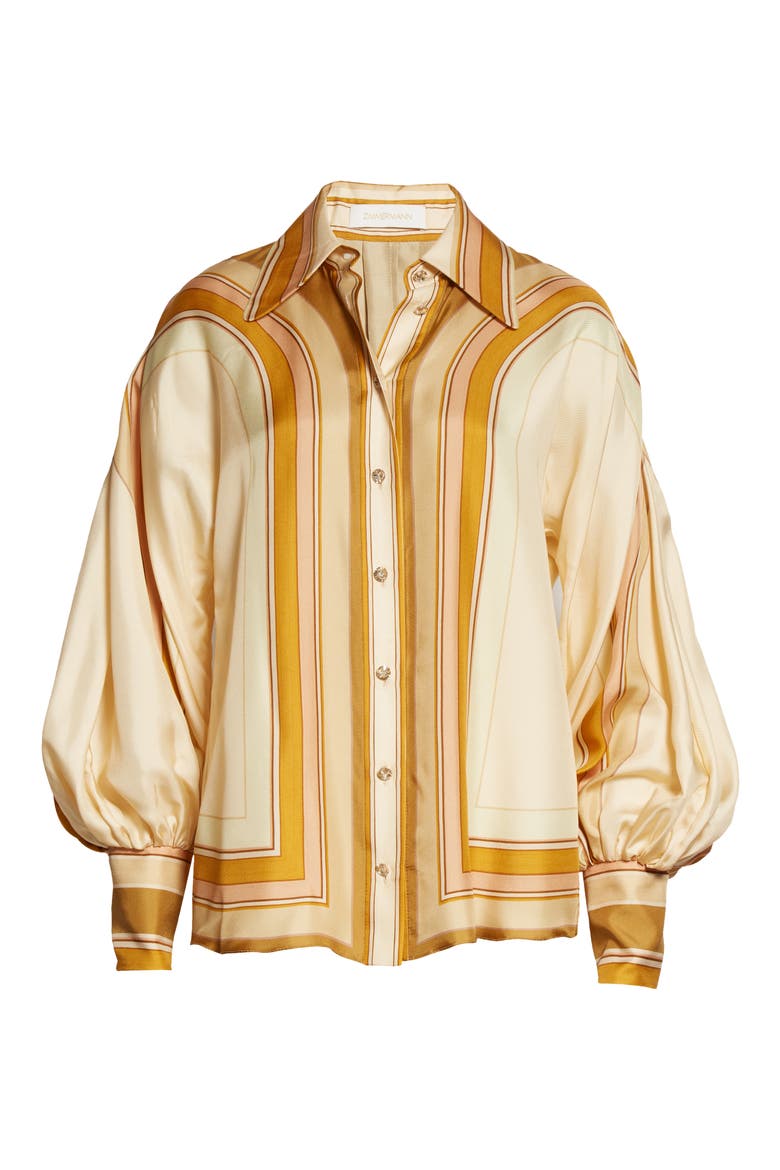Tempo Poet Sleeve Silk Blouse, Alternate, color, GOLDEN MULTI