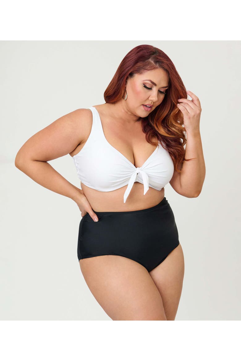 Plus Size High Waist Louise Bikini Bottom, Alternate, color, Black Solid