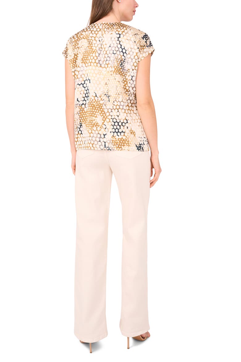 Print Cap Sleeve Top, Alternate, color, TOBACCO BROWN