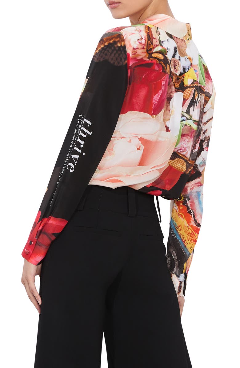 Alice + Olivia Willa Floral Silk Button-Up Shirt, Alternate, color, 
