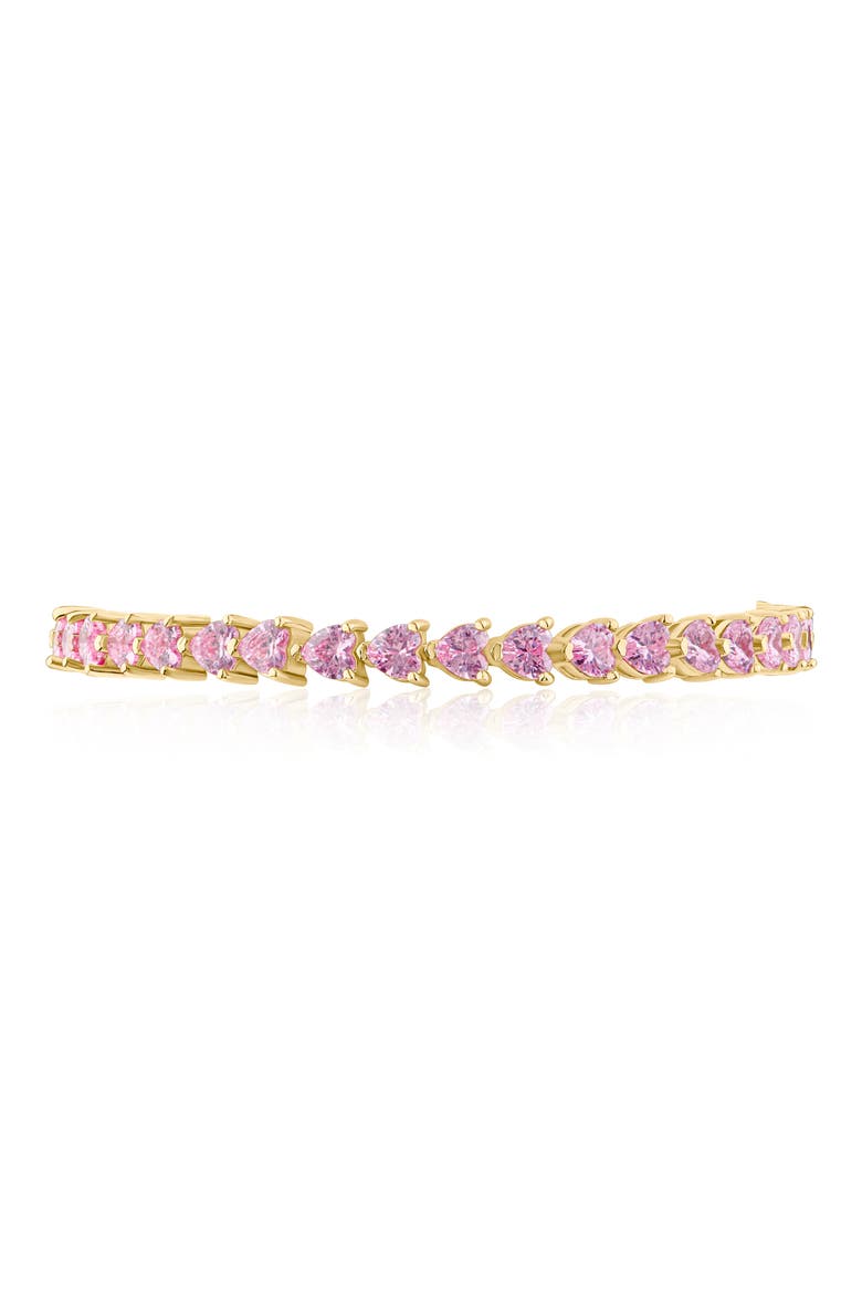 Heart Cut Cubic Zirconia Tennis Bracelet, Alternate, color, PINK/GOLD