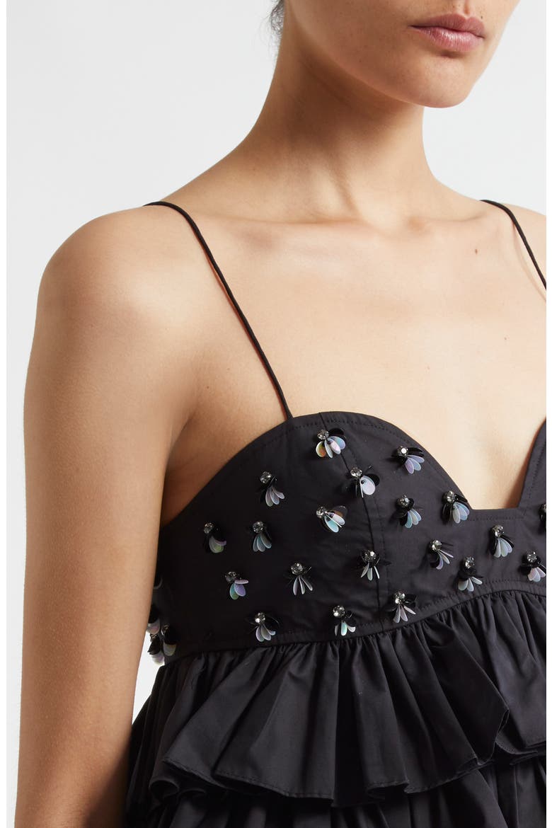 Lucia Embellished Ruffle Crop Camisole, Alternate, color, NOIR