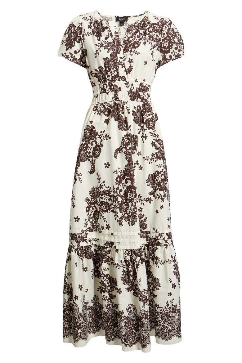 Puff Sleeve Cotton Maxi Dress, Main, color, EGRET