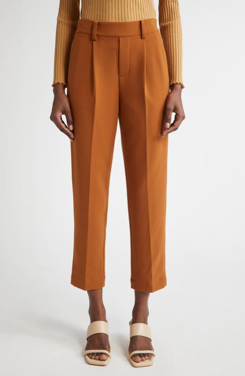Pleated Pull-On Tapered Leg Pants