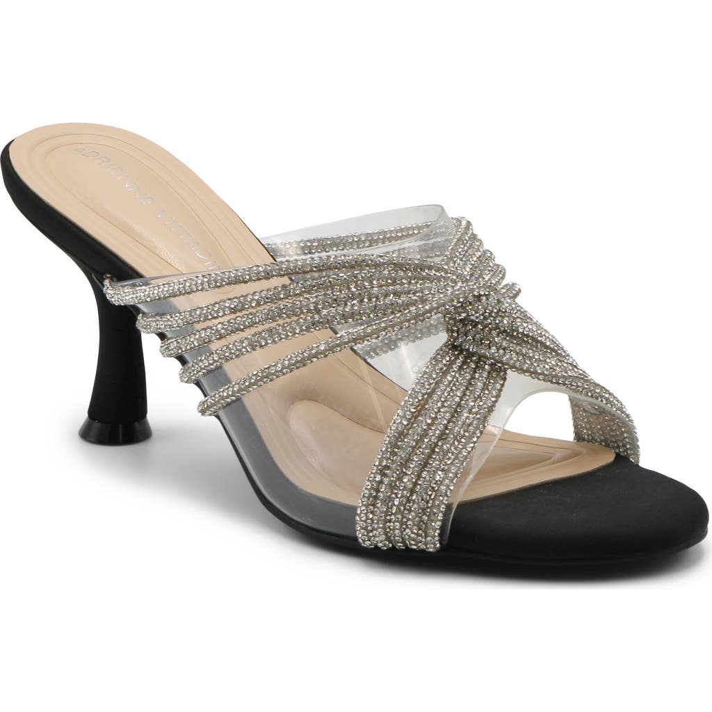 Adrienne Vittadini Groove Embellished Mule In Clear Black