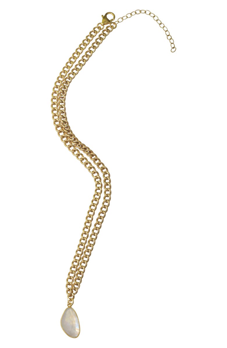 Adornia 14K Gold Plated Sterling Silver Moonstone Curb Chain Pendant Necklace, Alternate, color, 