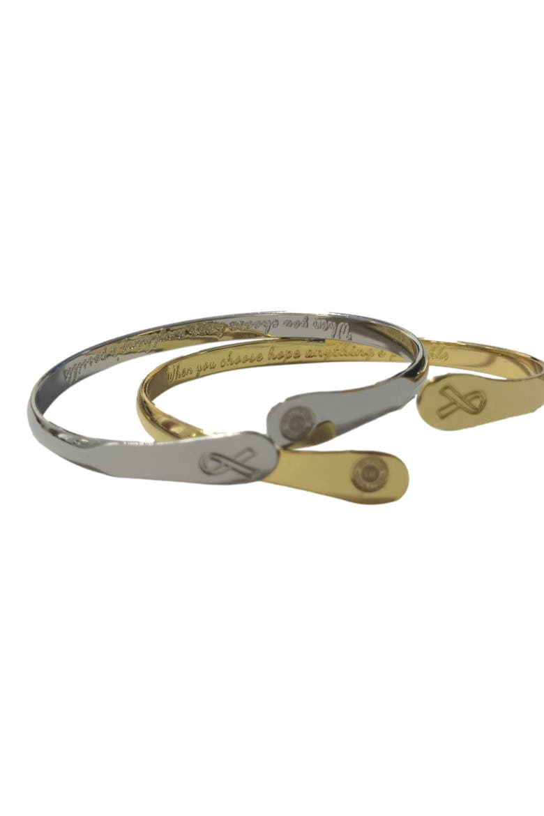 Cancer Awareness Bracelets, Engraved Bracelets When you choose hope anything is possible- Cancer Awareness Sign, Alternate, color, Silver