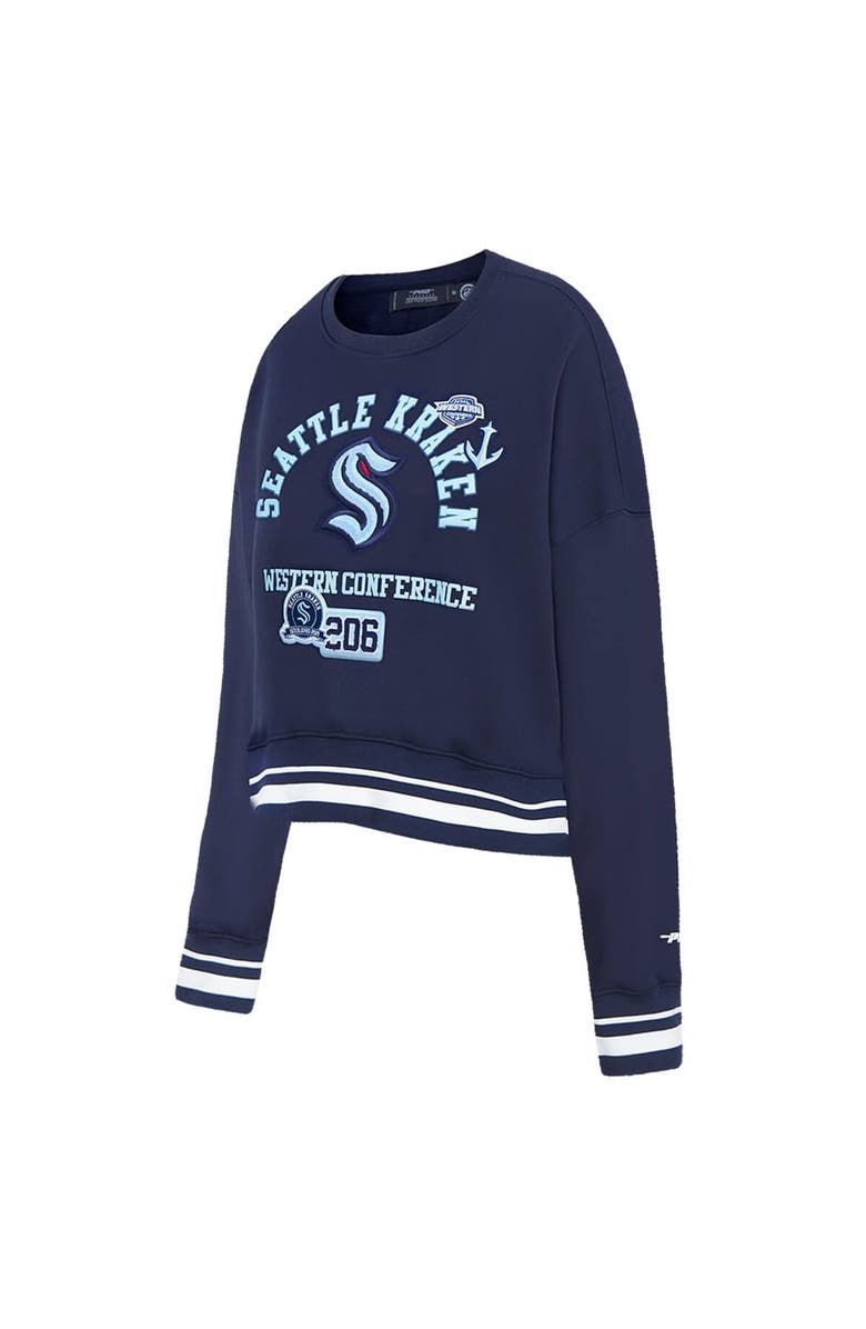 PRO STANDARD Women's Pro Standard  Deep Sea Blue Seattle Kraken Area Code Cropped Pullover Sweatshirt, Alternate, color, Navy
