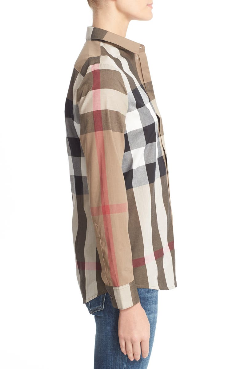 Burberry Check Pattern Cotton Shirt, Alternate, color, 