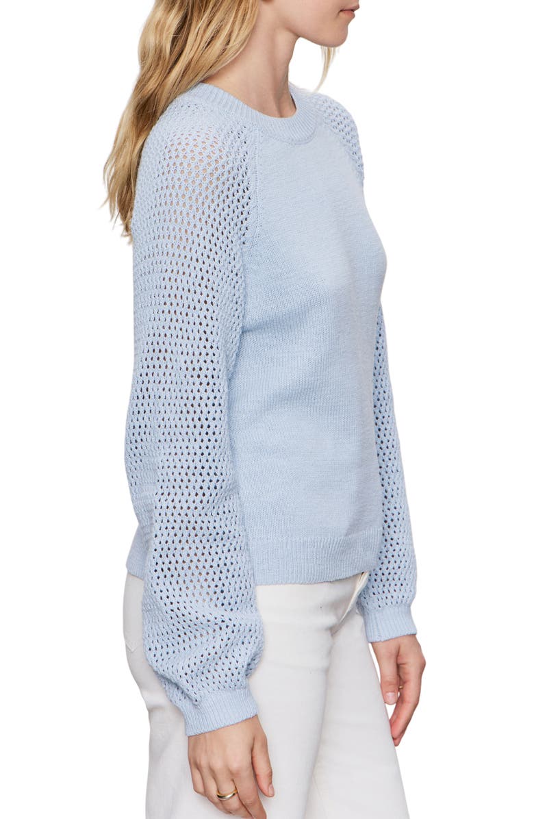 Sanctuary Perfect Moment Mix Stitch Cotton Crewneck Sweater, Alternate, color, Sky Blue