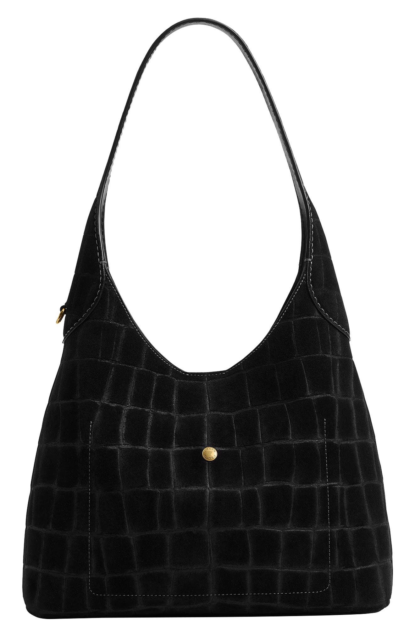 COACH Brooklyn Croc Embossed Suede Shoulder Bag, Alternate, color, 
