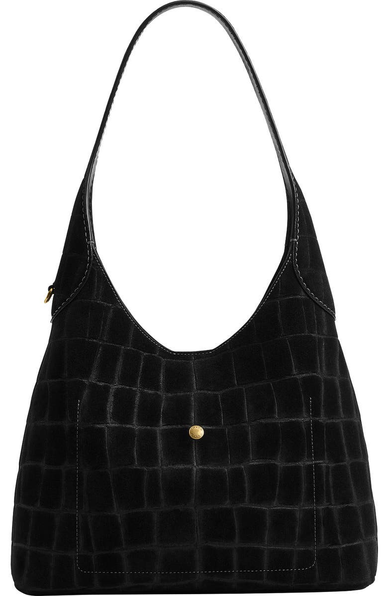 COACH Brooklyn Croc Embossed Suede Shoulder Bag, Alternate, color,