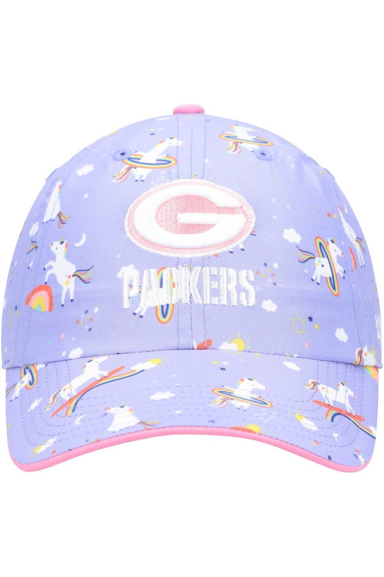 Girls Preschool '47 Purple Green Bay Packers Unicorn Clean Up Adjustable Hat, Alternate, color, Purple
