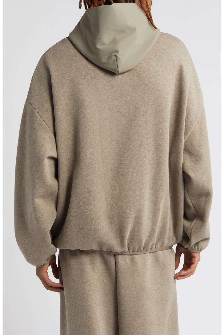 Logo Oversize Fleece & Nylon Hoodie, Alternate, color, HEATHER GREY/ DUST