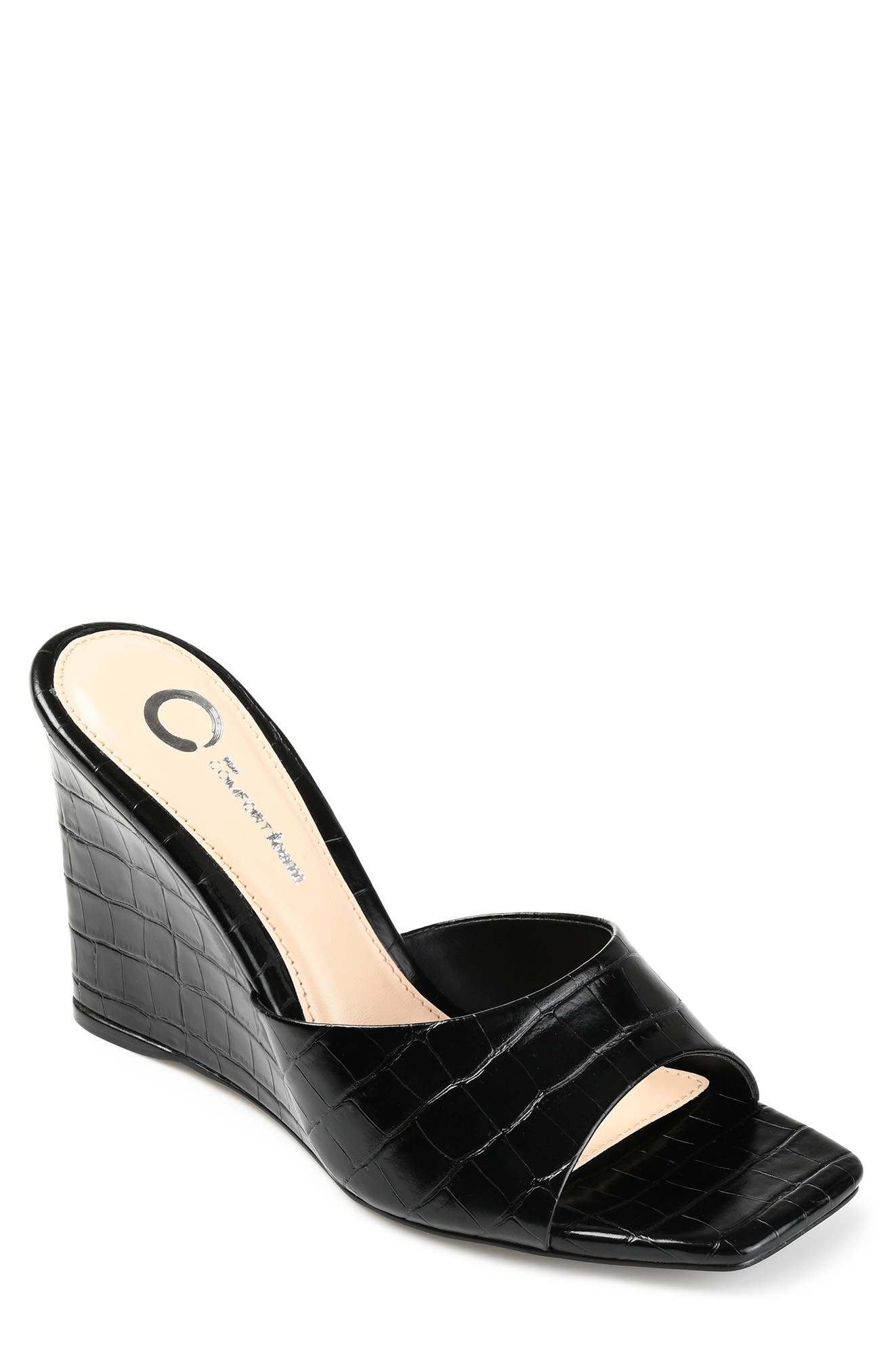 Journee Collection Tru Comfort Foam Vivvy Croc Embossed Wedge Sandal, Main, color, 