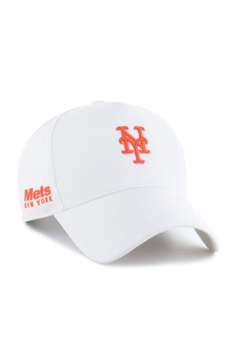 '47 Men's '47 White New York Mets Foundational Pinch Offside Adjustable Hat, Main, color, White