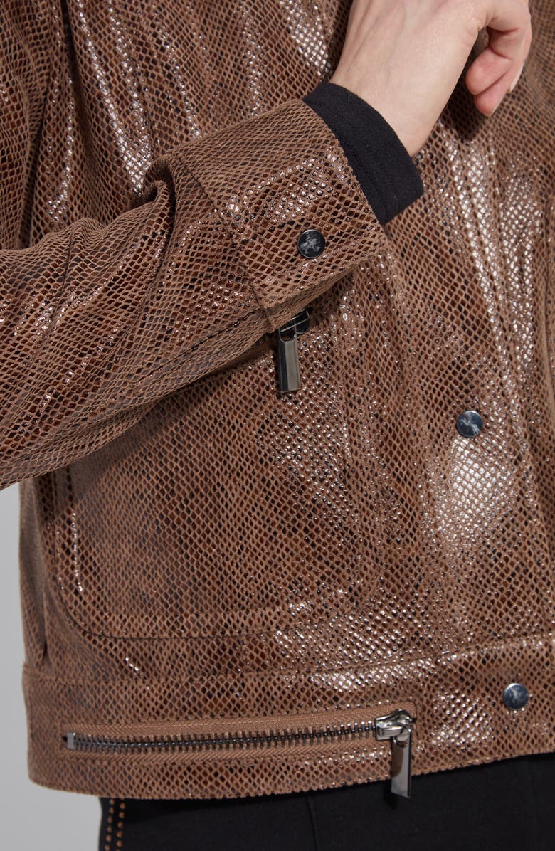 Lysse Snake Embossed Faux Suede Jacket, Alternate, color, Robust Brown Snake