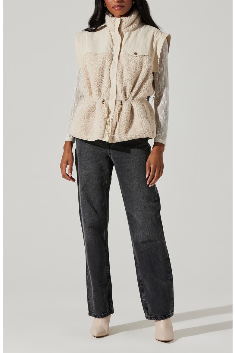 Ivania Fleece Trim Vest, Alternate, color, CREAM