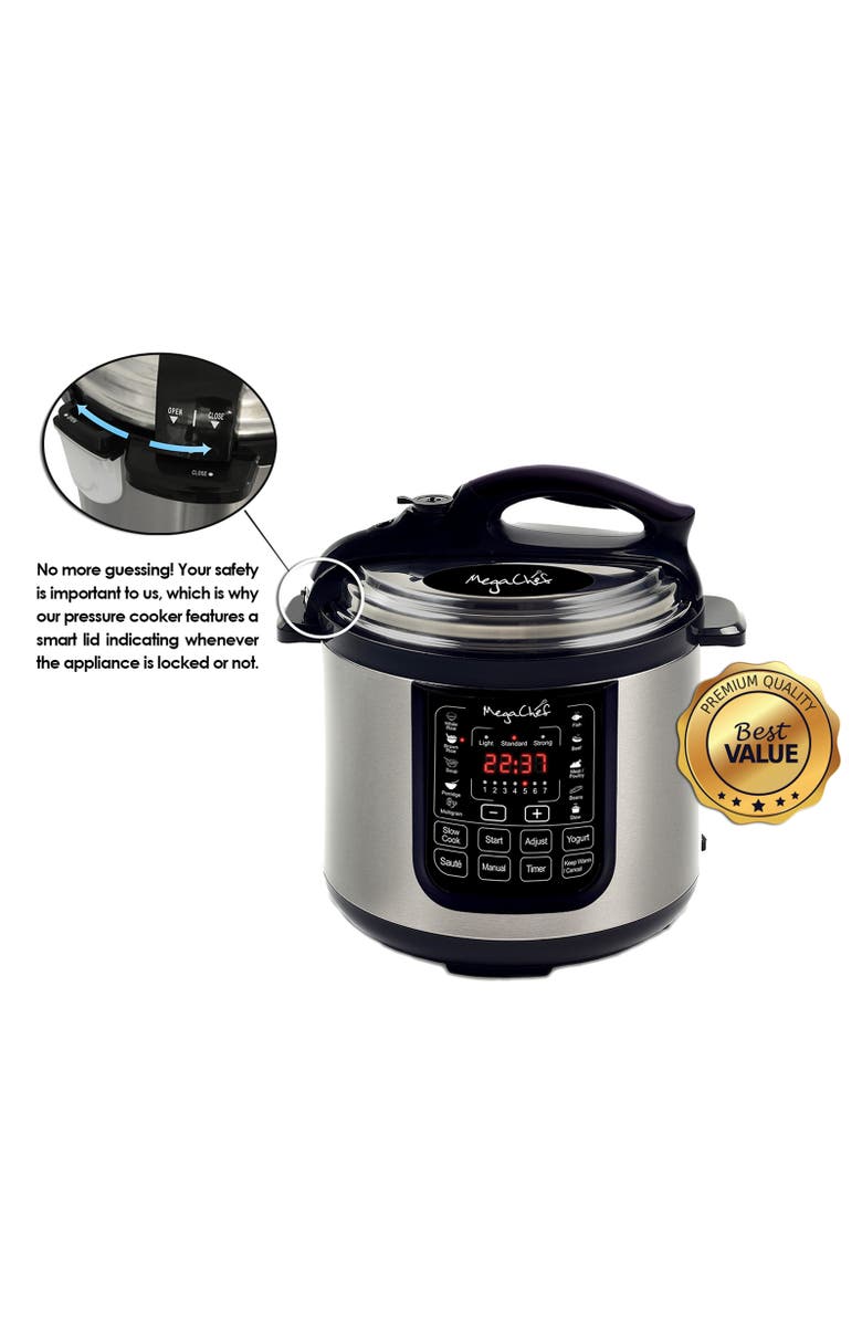 Megachef 8 Quart Digital Pressure Cooker with 13 Pre-set Multi Function Features, Alternate, color, Grey