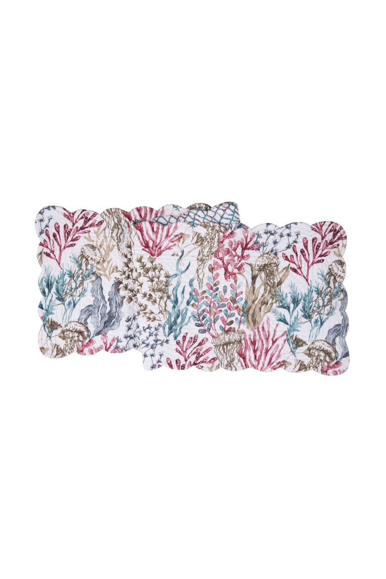 Delphina Reef Dining Table Runner, Main, color, White