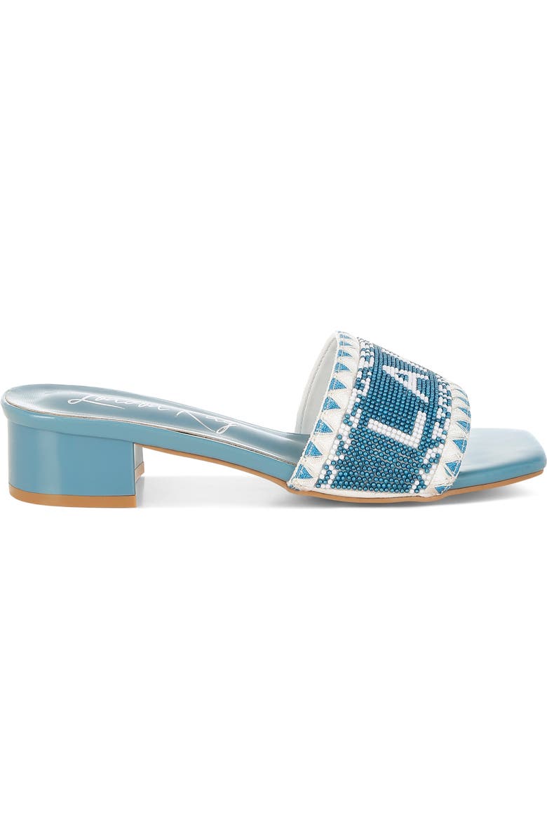 LONDON RAG Vacay Babe Lake Como Beaded Slide Sandal, Alternate, color, Blue